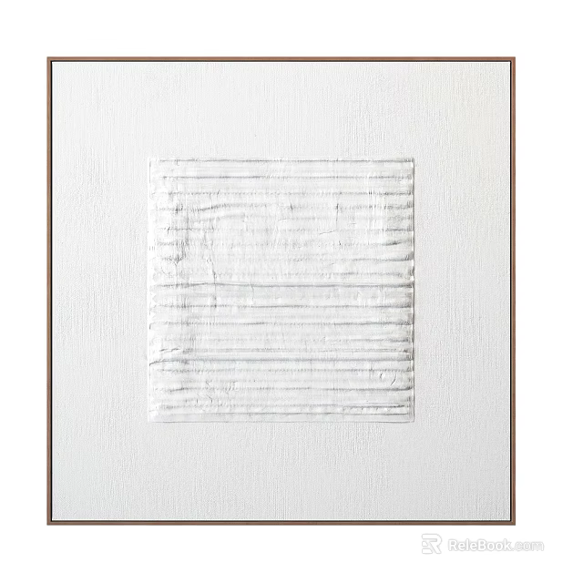 White Textured Abstract Artwork With Framed Canvas And Linear Patterns 3d model