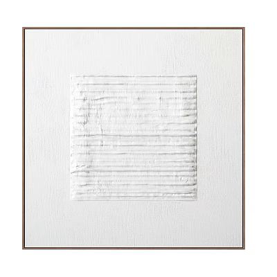 White Textured Abstract Artwork With Framed Canvas And Linear Patterns 3d model
