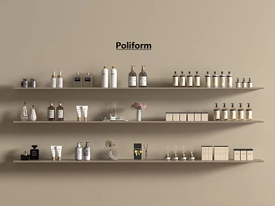Poilform Luxury Perfumes and Cosmetics Stylish Organized Display on Modern Shelves 3d model