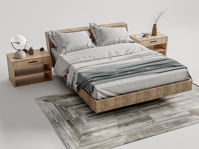 Nordic Double Bed Log Double Bed 3d model