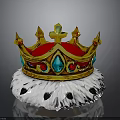Golden Crown With Red Lining Blue Red Gemstones Cross Top Spikes Feather Base Black Accents