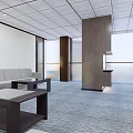 Modern Public Office Space Design With White Desks And Wooden Partitions