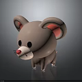 Cute 3D Cartoon Mouse Character With Big Pink Ears Red Nose And Black Eyes