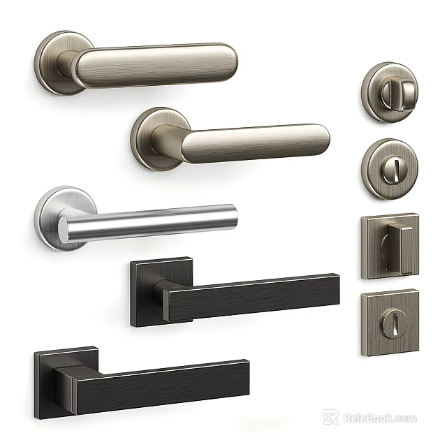 Modern Door Handles with Various Designs and Different Metal Finishes for Interior Design 3d model 