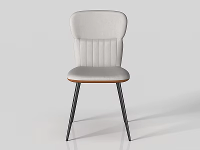 Modern Dining Chair With Vertical Tufted Back Upholstered Seat And Black Metal Legs 3d model