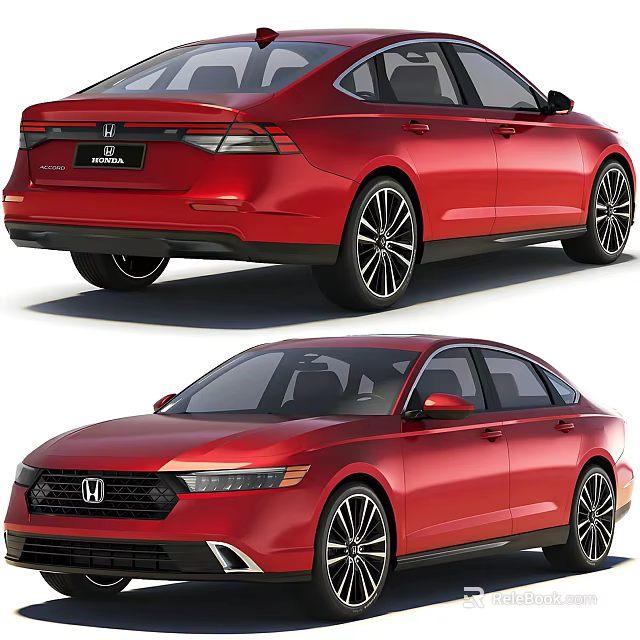 Red Honda Accord Sedan Showcasing Rear And Front Views 3d model 