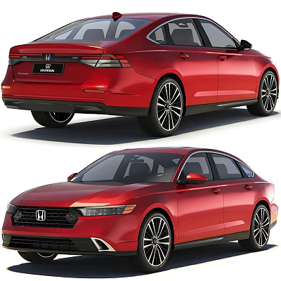 Red Honda Accord Sedan Showcasing Rear And Front Views 3d model