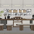 New Chinese Tea Table and Chair Combination Tea Table and Tea Set 3d model