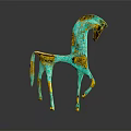 Horse Shaped Turquoise And Gold Decorative Ornament Set With Intricate Patterns For Home Decor