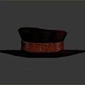 Stylish Dark Brown Wide Brim Hat With Round Top And Red Decorative Band