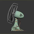 Vintage Computer Cooling Fan With Metal Grill Green Base And Silver Blades