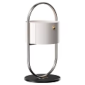 Modern Minimalist Table Lamp With White Body And Sleek Metal Stand And Gold Button