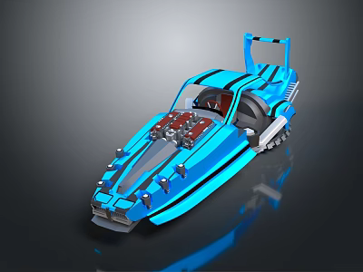 Blue Futuristic Sci Fi Vehicle With Stripes Open Cockpit And Sleek Design 3d model