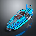 Blue Futuristic Sci Fi Vehicle With Stripes Open Cockpit And Sleek Design