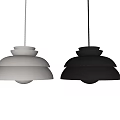 Modern Layered Design Pendant Lights With White And Black Multi-tiered Shades