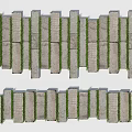 Garden Path Paving Design With Gray Bricks And Grass Between Gaps