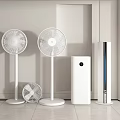 Modern Home Cooling Appliances Including Stand Fans Tower Air Conditioner And Portable Fan