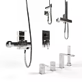 Modern Chrome Shower Faucet Set With Handheld Spray And Wall Mounted Design