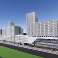 Modern Office Complex With Multiple High Rise Buildings And Green Courtyards 3d model