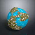 Detailed 3D Earth Model With Blue Ocean Brown Land And Shiny Reflective Surface