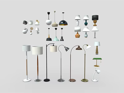 Modern Chandeliers Table Lamps And Floor Lamps With Diverse Design Styles 3d model