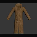 Brown Long Coat Design With Button Closure And Lapel Collar 3d model