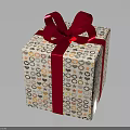 Decorative Gift Box With Red Bow And Colorful Patterns For Daily Supplies 3d model