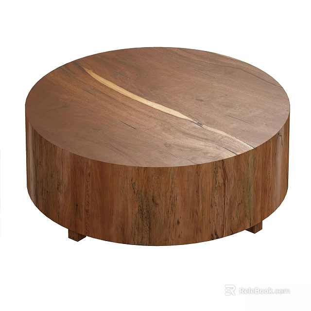 Round Solid Wood Dining Table With Natural Grain And Minimalist Rustic Design 3d model
