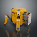 Yellow Mechanical Device With Multiple Legs And Geometric Structural Components 3d model