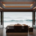 Spa Room Interior With Mountain And Water View 3d model