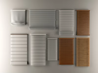Various Window Blinds in Different Materials and Colors for Home Decoration 3d model