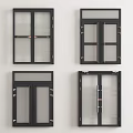 Modern Double Doors With Glass Panels And Metal Frames In Various Designs 3d model