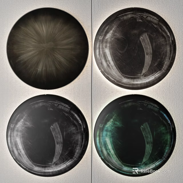 Stylish Circular Wall Decor with Diverse Textured Patterns and Green Hues for Interior Walls 3d model