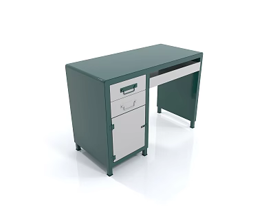 Functional Green Desk With Drawer Cabinet And Sturdy Metal Frame For Home Office Use 3d model