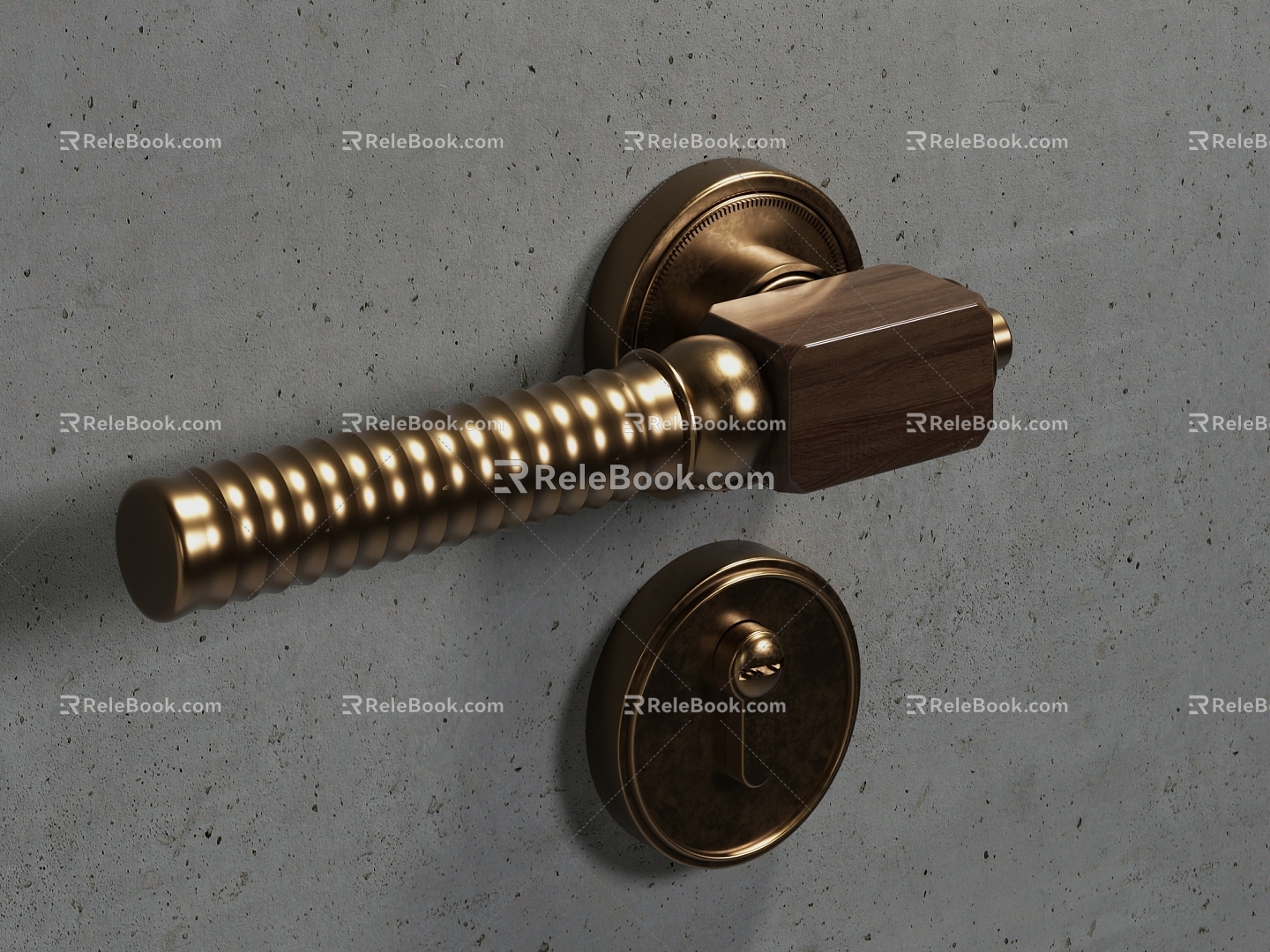 Retro door handle lock hardware pendant door lock 3d model