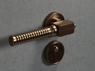 Retro door handle lock hardware pendant door lock 3d model