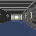 Elegant Hotel Corridor Featuring Intricate Mosaic Floor Marble Walls And Recessed Lighting