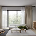Modern Living Dining Room Interior With Open Concept Sofa Dining Table And Large Windows