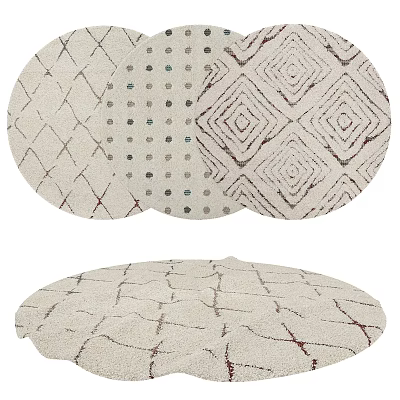 Stylish Round Rug Design With Geometric Diamond Dot And Grid Patterns For Home Decor 3d model