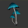 Fantasy Scene Components with Glowing Mushrooms Pink to Blue Gradient and White Stems