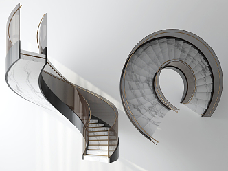 modern revolving staircase arc staircase glass staircase 3d model