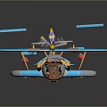Colorful Toy Airplane Model With Pilot Figure On Blue Wings