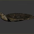Realistic Sea Turtle Featuring Brown Orange Shell and Patterned Skin on Dark Surface