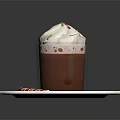 Rich Hot Chocolate With Whipped Cream Green White Sprinkles And Candy Cane On White Plate