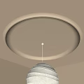 Modern Circular Ceiling Design With Pendant Light In Minimalist Room