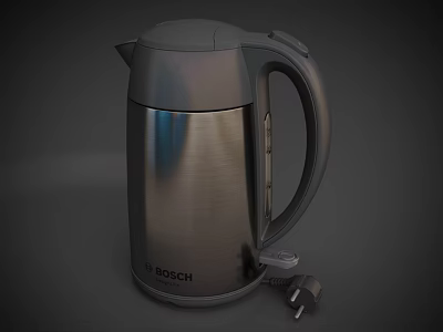 Bosch Stainless Steel Electric Kettle Modern Kitchen Appliance With Gray Handle 3d model