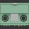 Vintage Green Retro Stove With Cooktop Burners Knobs And Oven