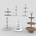 Elegant Multi Tier Food Serving Stands With White And Gold Designs For Dessert