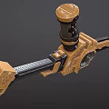 Mechanical Golden Black Sword With Patterned Blade And Ornate Hilt Device 3d model