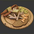 Delicious Cold Meat And Cheese Platter With Sausages Pickles And Rye Bread On Wooden Board